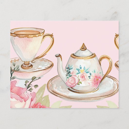 Floral Elegantes Tee Party Brautparty Rezept Karte (Rückseite)