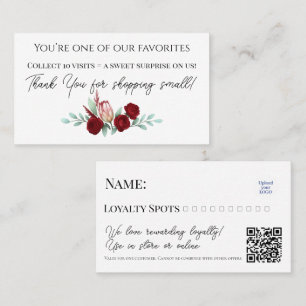 Floral Elegantes Wasserfarben Ruby Red Reward Card Treuekarte