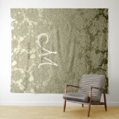 Floral Elegantsage Green Ivory Monogram Hintergrun Wandteppich (Beispiel (Horizontal))