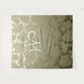 Floral Elegantsage Green Ivory Monogram Hintergrun Wandteppich (Vorderseite (Horizontal))