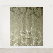 Floral Elegantsage Green Ivory Monogram Hintergrun Wandteppich (Vorderseite)