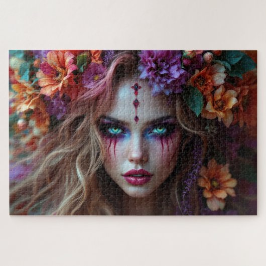 Floral-Element-Goddess mit Radiant-Blume-Makeup Puzzle (Horizontal)