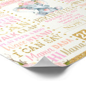 Floral Elephant 1. Geburtstag Meilenstein Geburtss Poster (Ecke)