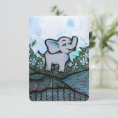 Floral Elephant Art Dankeskarte (Stehend Vorderseite)