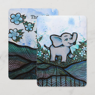 Floral Elephant Art Dankeskarte
