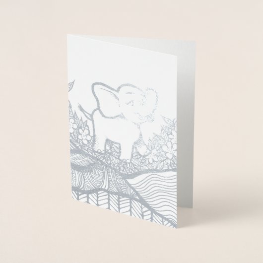 Floral Elephant Art Folienkarte (Vorderseite)