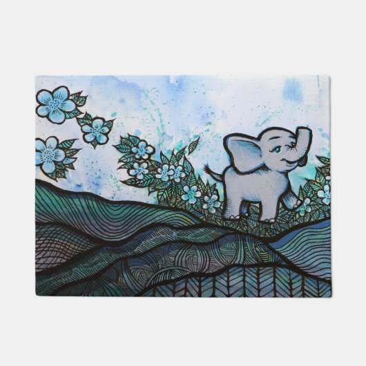Floral Elephant Art Fußmatte (Vorderseite)