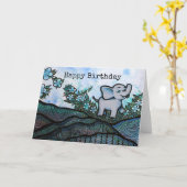 Floral Elephant Art Karte (Gelbe Blume)