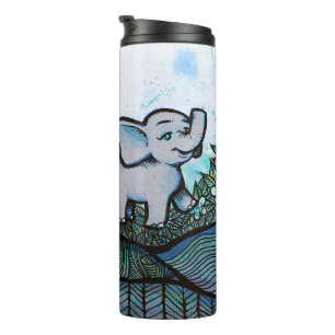 Floral Elephant Art Thermosbecher