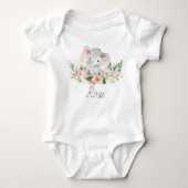 Floral Elephant Baby Bodysuit Baby Strampler (Vorderseite)