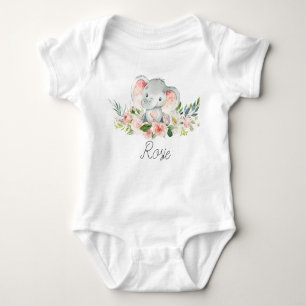 Floral Elephant Baby Bodysuit Baby Strampler