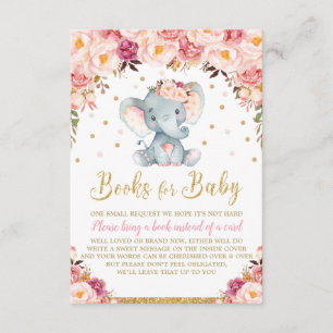 Floral Elephant Baby Dusche bringen ein Book Card Begleitkarte