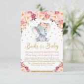 Floral Elephant Baby Dusche bringen ein Book Card Begleitkarte (Stehend Vorderseite)
