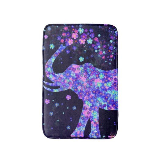 Floral Elephant Bath Mat Badematte (Vorderseite Vertikal)