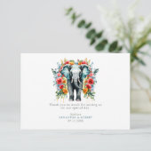 Floral Elephant Bay Blue und White Vielen Dank Dankeskarte (Stehend Vorderseite)