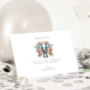 Floral Elephant Bay Blue wird meine Bridesmaid sei Einladung