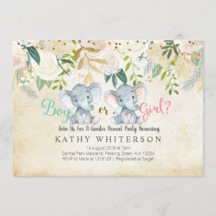 Floral Elephant Geschlecht offenbaren Einladung bo