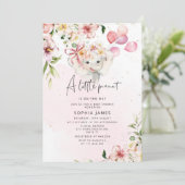 Floral Elephant Girl Dusche Einladung (Stehend Vorderseite)