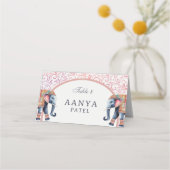 Floral Elephant & Mundap Arch Wedding Escort Name Platzkarte (Vorderseite)
