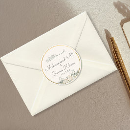 Floral Elfenbeincreme und islamische Goldhochzeit Runder Aufkleber