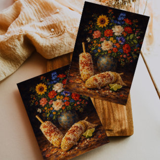 Floral Elote Still Life Art Postcard Postkarte