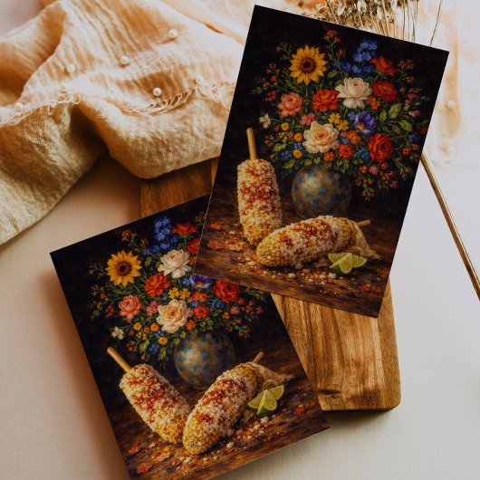 Floral Elote Still Life Art Postcard Postkarte