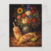 Floral Elote Still Life Art Postcard Postkarte (Vorderseite)