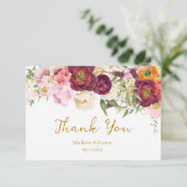 FLORAL Embrace Hochzeit Dankeskarte (Stehend Vorderseite)