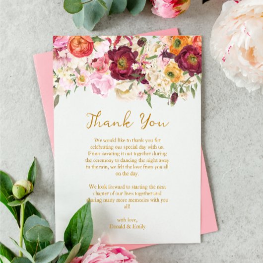 FLORAL Embrace Hochzeit Dankeskarte