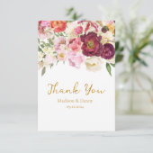 FLORAL Embrace Hochzeit Dankeskarte (Stehend Vorderseite)