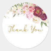 FLORAL Embrace Matrimone Danke Label Runder Aufkleber (Vorderseite)