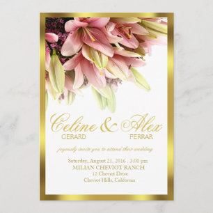 Floral Embrace Pink Calla Lilies Wedding Einladung