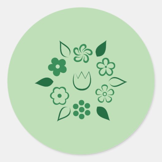 Floral Emerald Forest Green Spring Blume Runder Aufkleber (Vorderseite)
