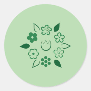 Floral Emerald Forest Green Spring Blume Runder Aufkleber