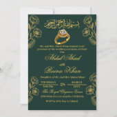 Floral Emerald Gold Muslim Islamische Verlobung Einladung (Vorderseite)
