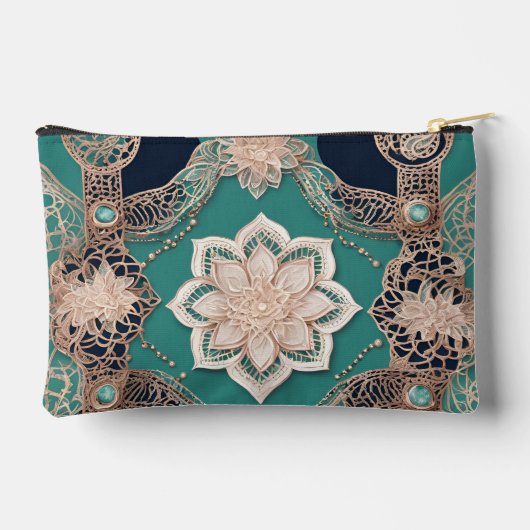 Floral emerald green AI art  Zubehörtasche (Rückseite)