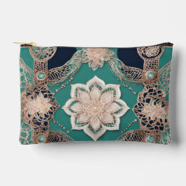 Floral emerald green AI art  Zubehörtasche