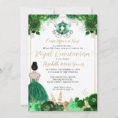 Floral Emerald Green Ainderella Royal Quinceanera Einladung (Vorderseite)