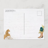 Floral Emerald Green Charra Princess Quinceanera Einladungspostkarte (Rückseite)