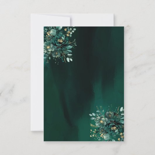 Floral Emerald Green Dress Birthday Quinceanera Einladung (Rückseite)