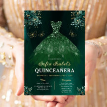 Floral Emerald Green Dress Birthday Quinceanera