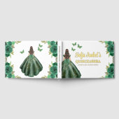 Floral Emerald Green Dress Birthday Quinceanera Gästebuch (Voll)
