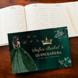 Floral Emerald Green Dress Birthday Quinceanera Gästebuch