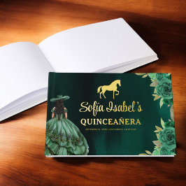 Floral Emerald Green Dress Birthday Quinceanera Gästebuch