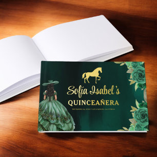 Floral Emerald Green Dress Birthday Quinceanera Gästebuch