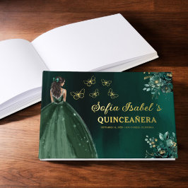 Floral Emerald Green Dress Birthday Quinceanera Gästebuch
