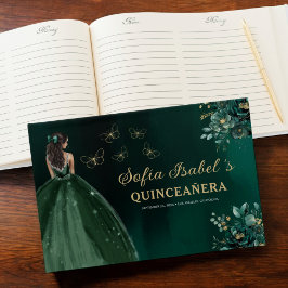 Floral Emerald Green Dress Birthday Quinceanera Gästebuch