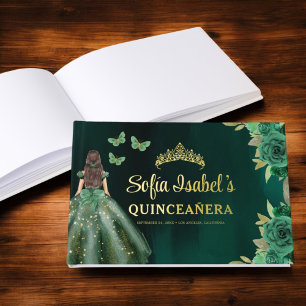 Floral Emerald Green Dress Birthday Quinceanera Gästebuch