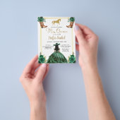Floral Emerald Green Gold Boots Horse Quinceanera Flyer (Gruppe)