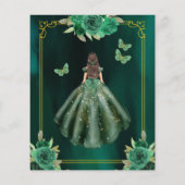 Floral Emerald Green Gold Butterfly Quinceanera Flyer (Hinten)